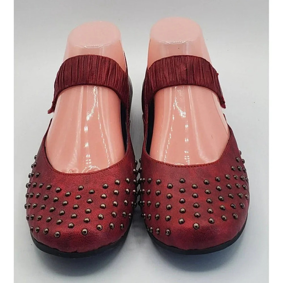 Helle Comfort Red Mary Jane Style Flats Lisboa Red C17701  Size 38 EUR 7 US - Picture 2 of 7